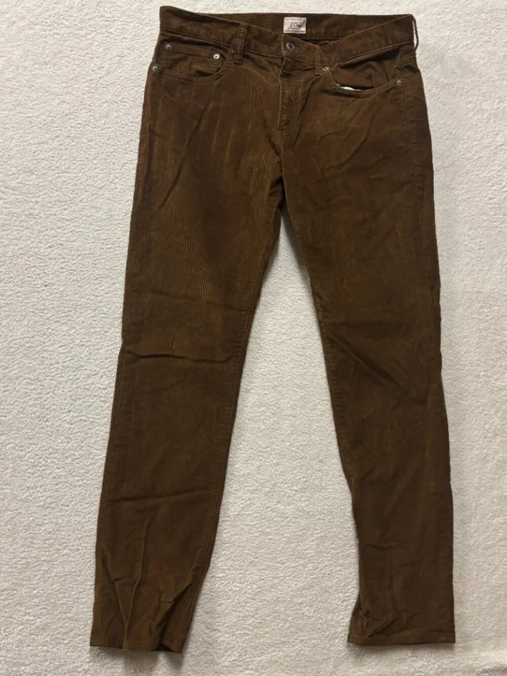 J. Crew 484 Slim Fit Corduroy Pants Mens Size 33x32 Brown Fine Cords Trousers